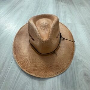 Bullhide Straw Cowboy Hat Tan Western Cattleman Crease Ventilated Sun Hat Medium